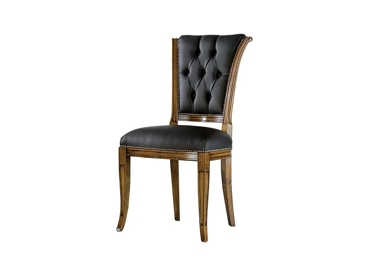 Luxus Polsterstuhl aus Echtleder Buche Massivholz braun