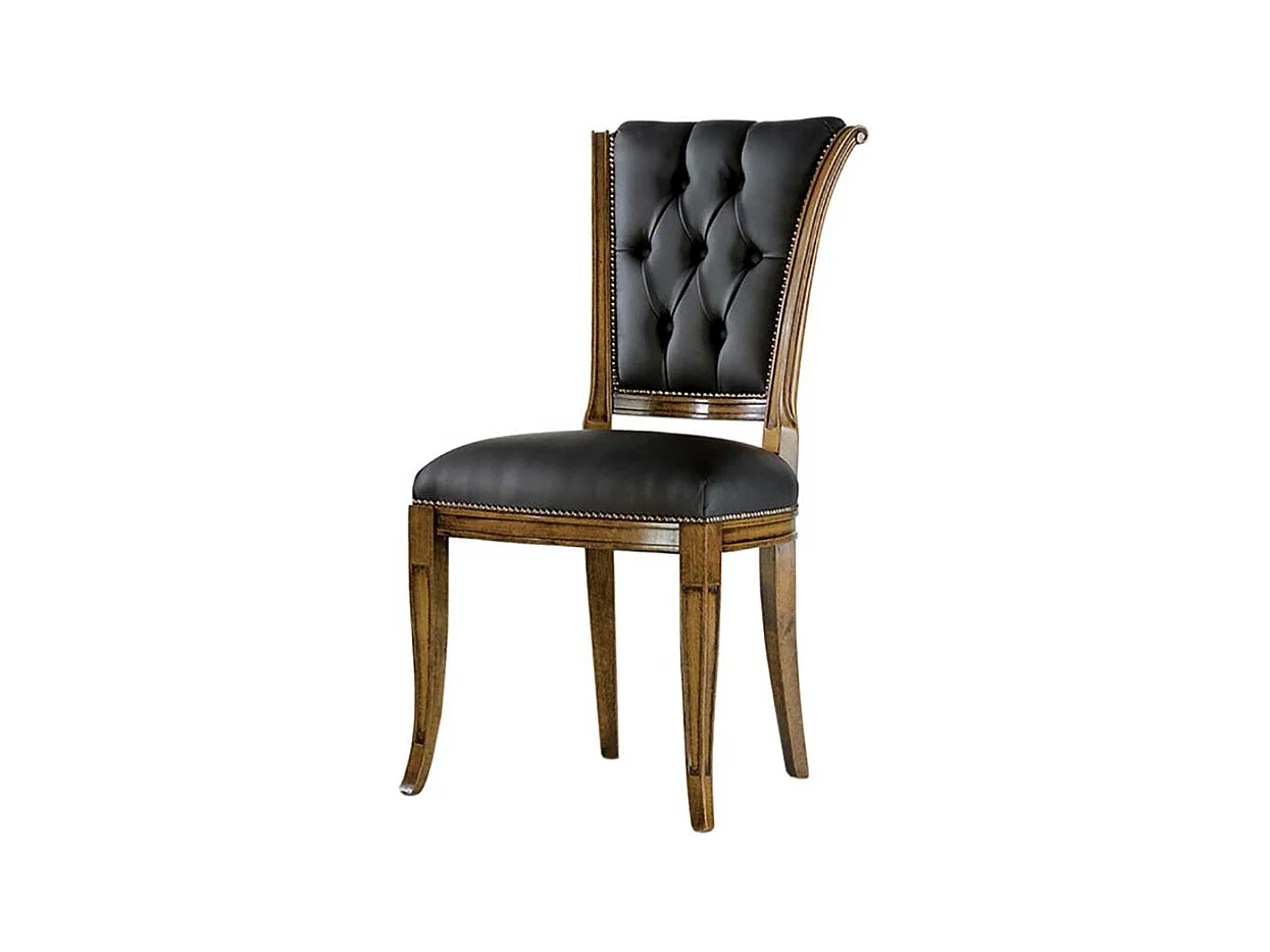 Luxus Polsterstuhl aus Echtleder Buche Massivholz braun