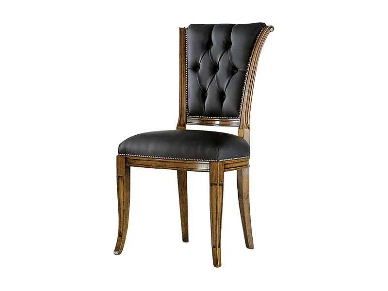 Luxus Polsterstuhl aus Echtleder Buche Massivholz braun