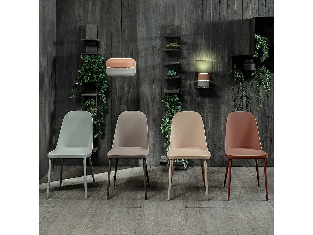 Moderne Esstisch Stühle aus Kunststoff Hellgrau (4er Set)