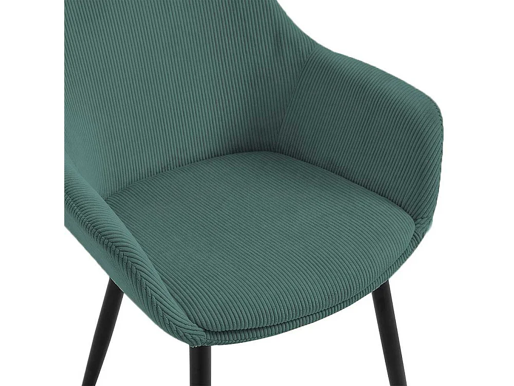 Cordbezug Stühle in Dunkelgrün Armlehnen (2er Set)