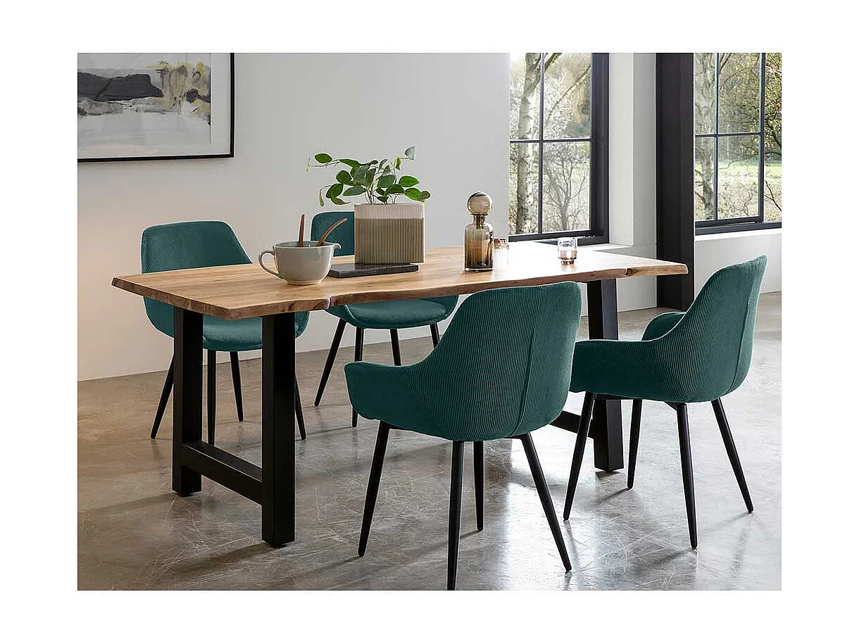 Cordbezug Stühle in Dunkelgrün Armlehnen (2er Set)