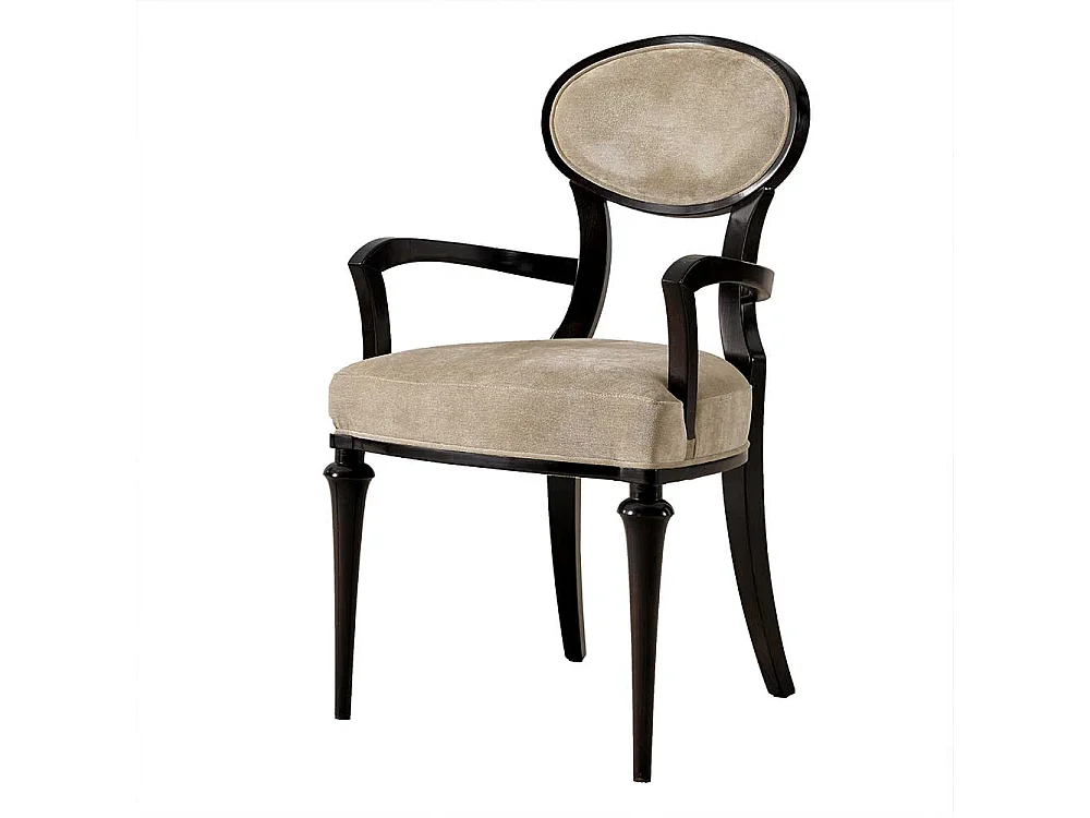 Armlehnstuhl Buche Dunkelbraun mit Bezugsstoff Samt