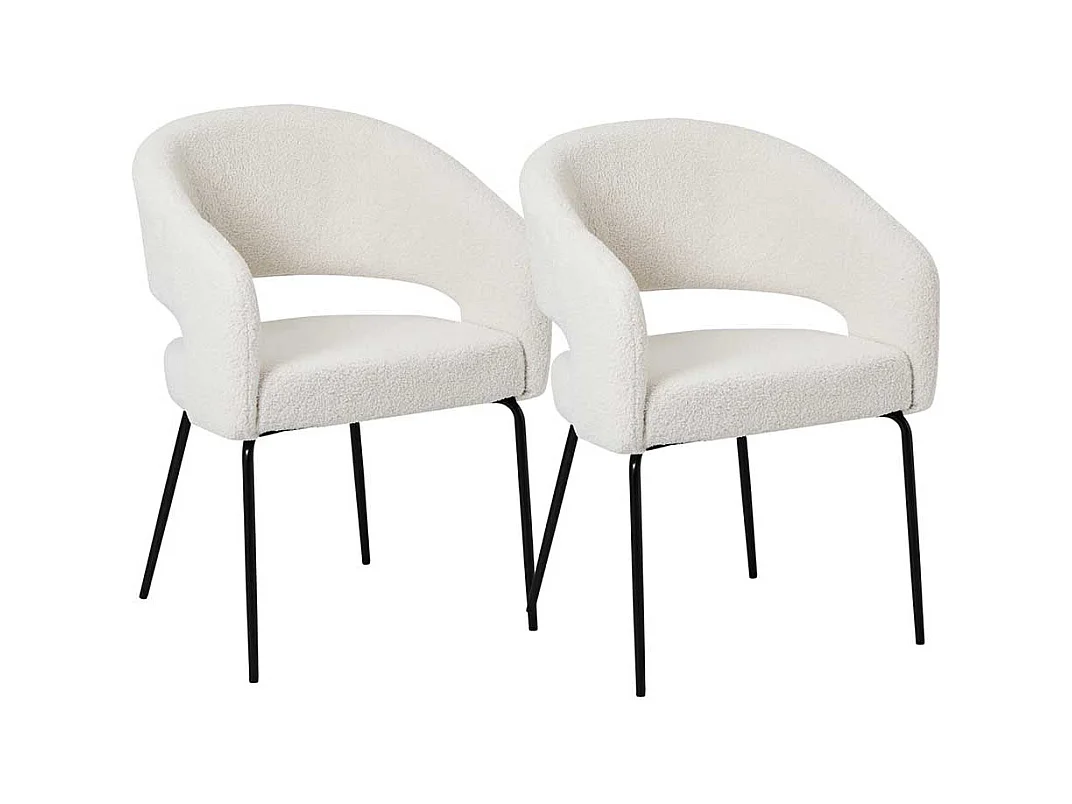 Polsterstuhl Esszimmerstuhl mit Armlehnen in Cremewei� (2er Set)