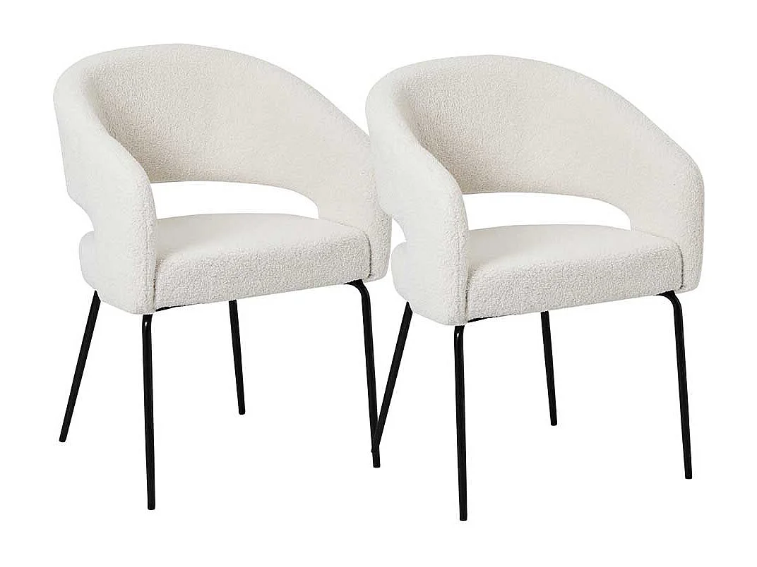 Polsterstuhl Esszimmerstuhl mit Armlehnen in Cremewei� (2er Set)