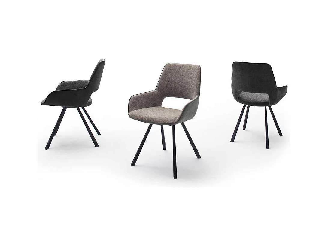 Esszimmer Polsterstühle in Anthrazit und Hellgrau drehbar (2er Set)