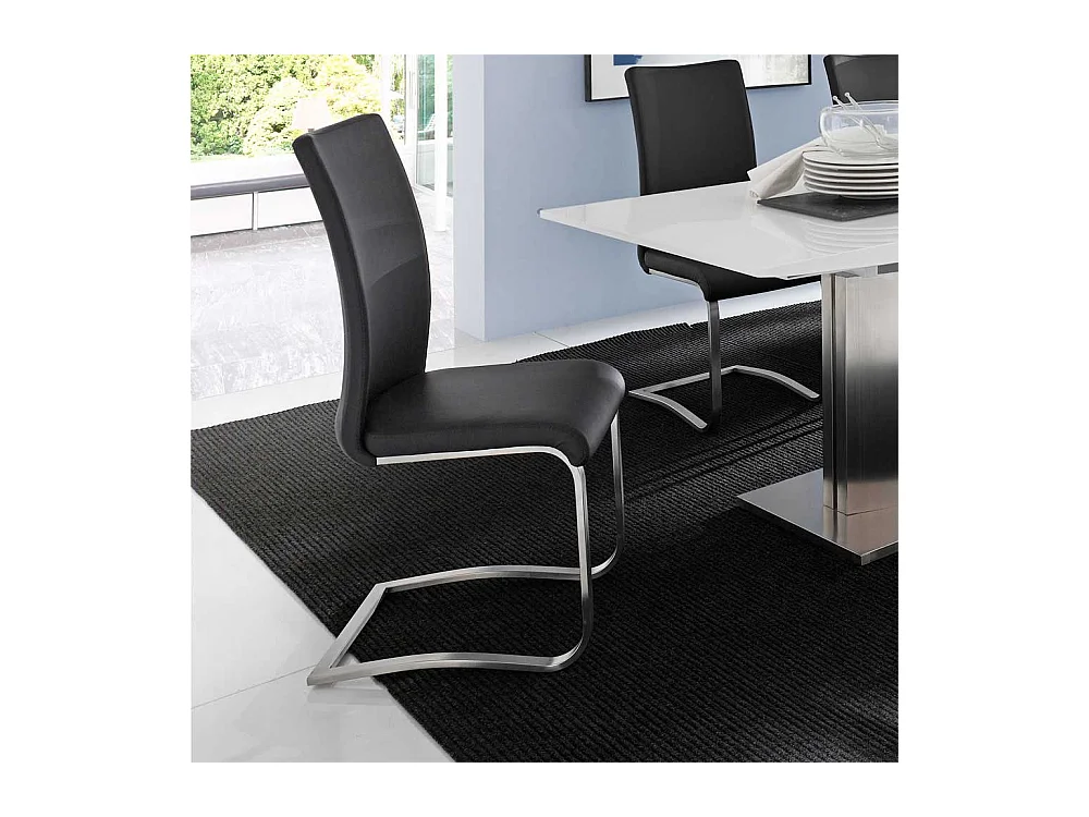 Freischwingerstuhl aus Kunstleder (100% Polyurethan) Edelstahl (2er Set)