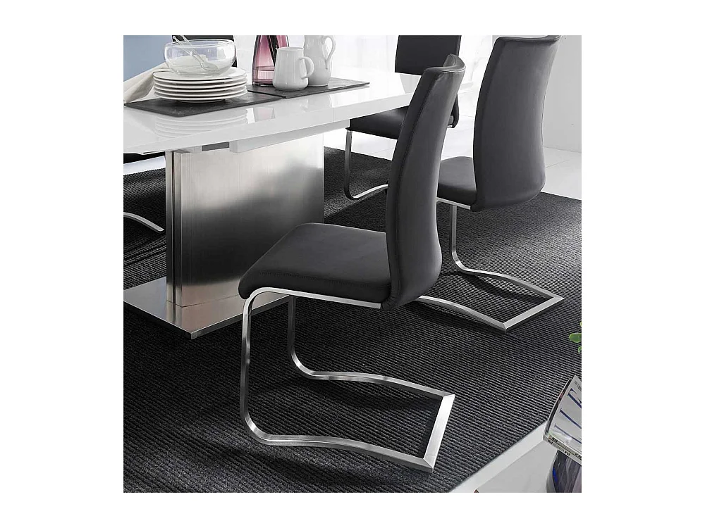 Freischwingerstuhl aus Kunstleder (100% Polyurethan) Edelstahl (2er Set)