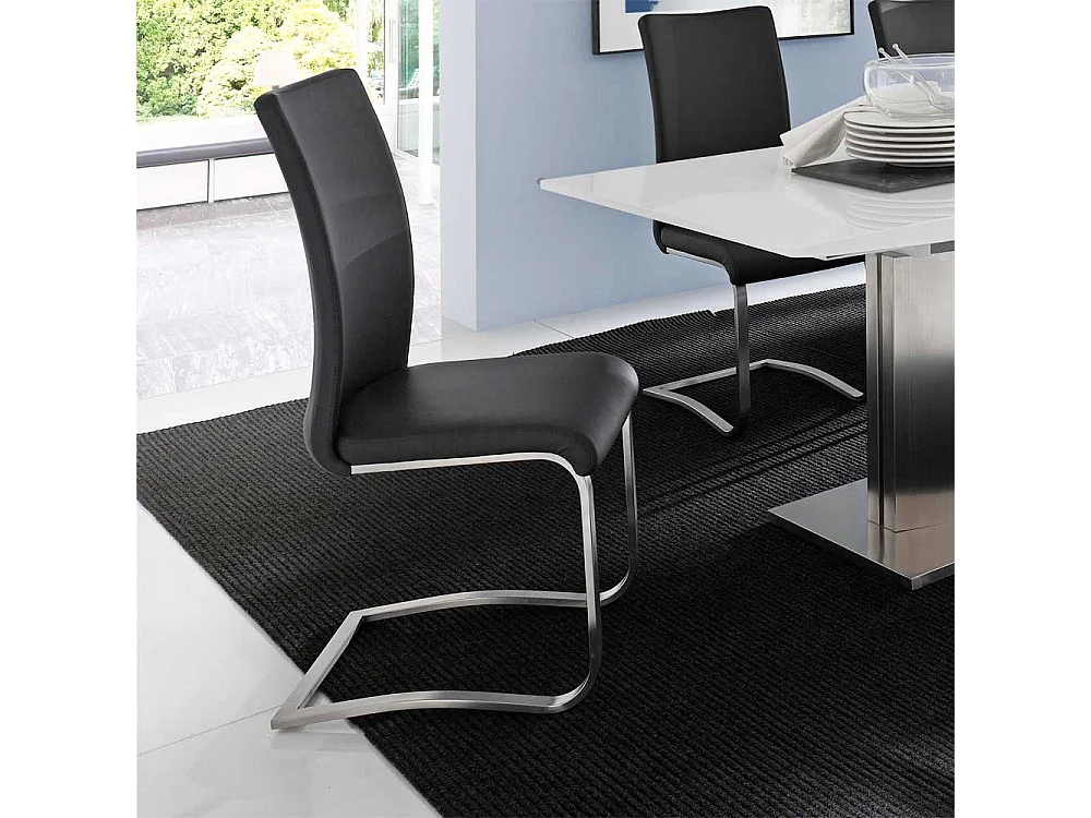 Freischwingerstuhl aus Kunstleder (100% Polyurethan) Edelstahl (2er Set)