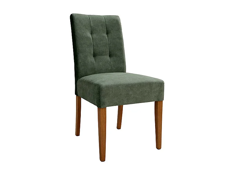 Esstischstuhl in Graugrün Velours Gestell aus Eiche Massivholz