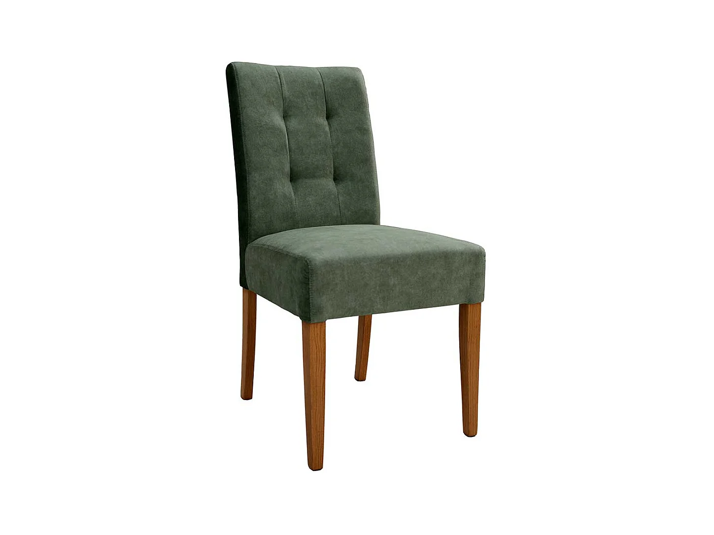 Esstischstuhl in Graugrün Velours Gestell aus Eiche Massivholz
