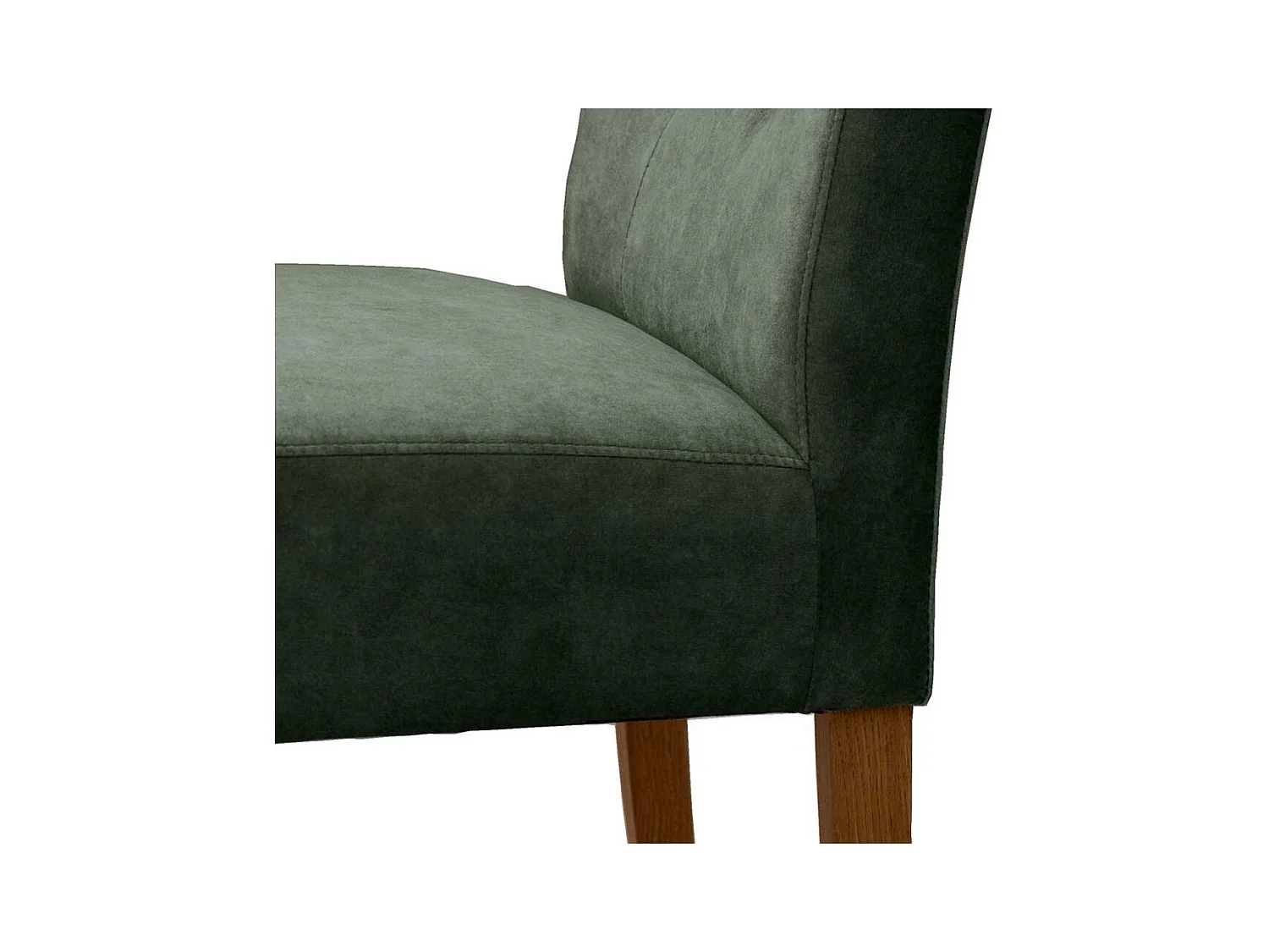 Esstischstuhl in Graugrün Velours Gestell aus Eiche Massivholz