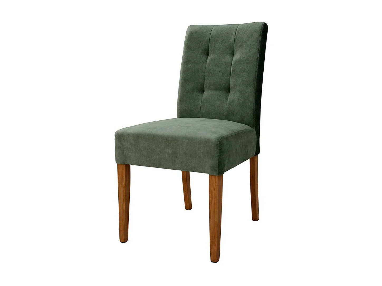 Esstischstuhl in Graugrün Velours Gestell aus Eiche Massivholz