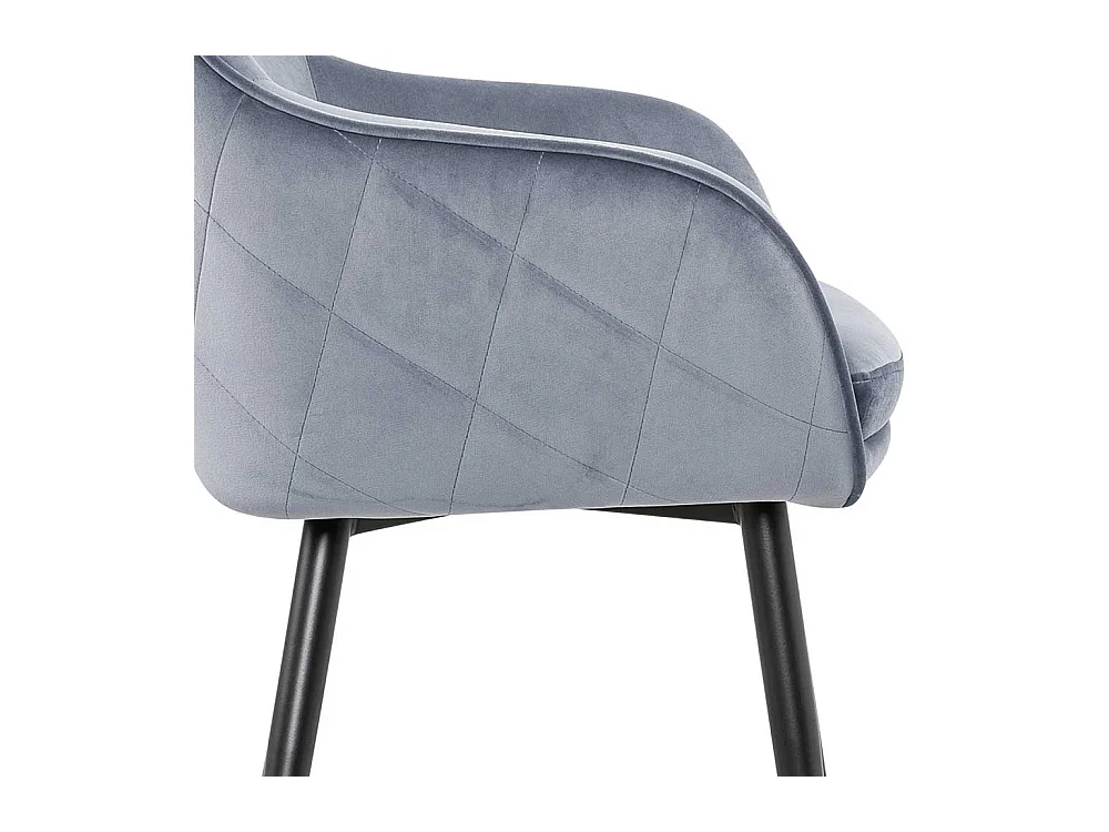 Esstischstuhl in Hellgrau und Schwarz Samtbezug