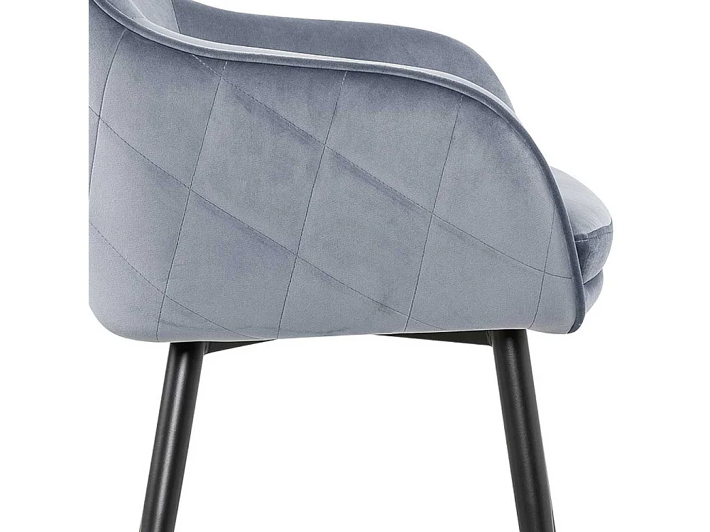 Esstischstuhl in Hellgrau und Schwarz Samtbezug