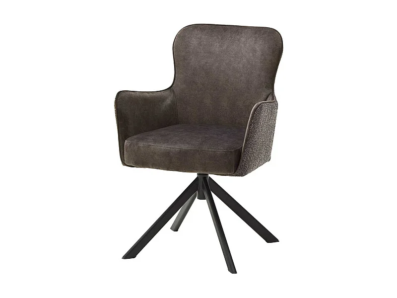 Drehbare Armlehnenst�hle in Hellbraun Stoff drehbar (2er Set)