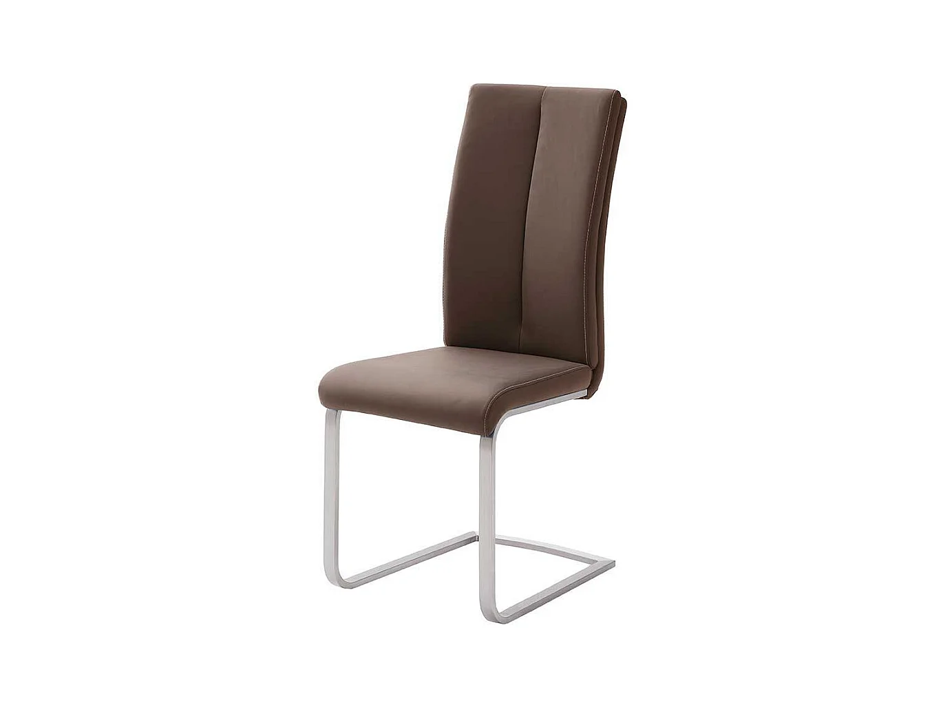 Küchen Freischwinger in Braun Kunstleder Edelstahl (4er Set)