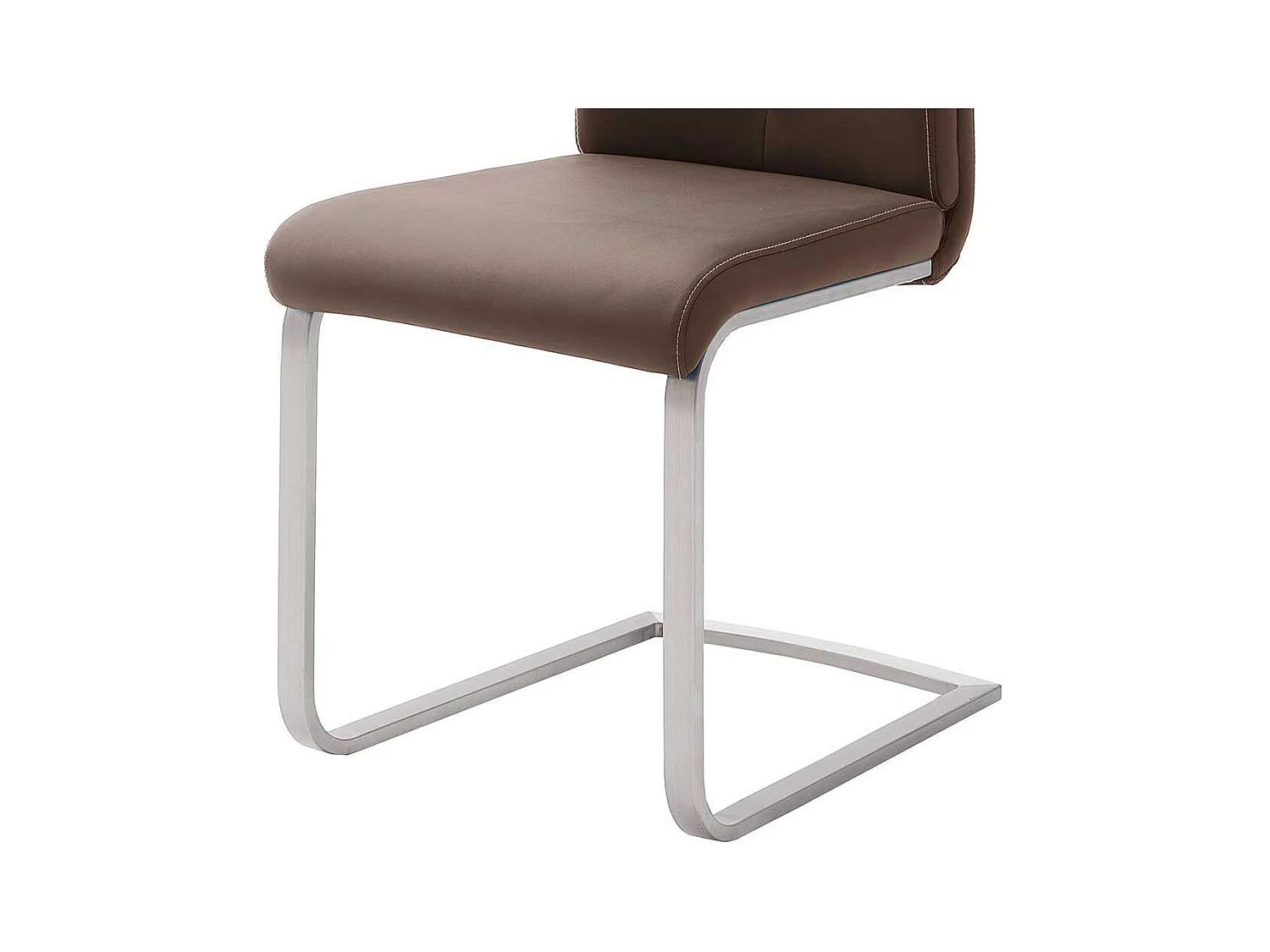 Küchen Freischwinger in Braun Kunstleder Edelstahl (4er Set)