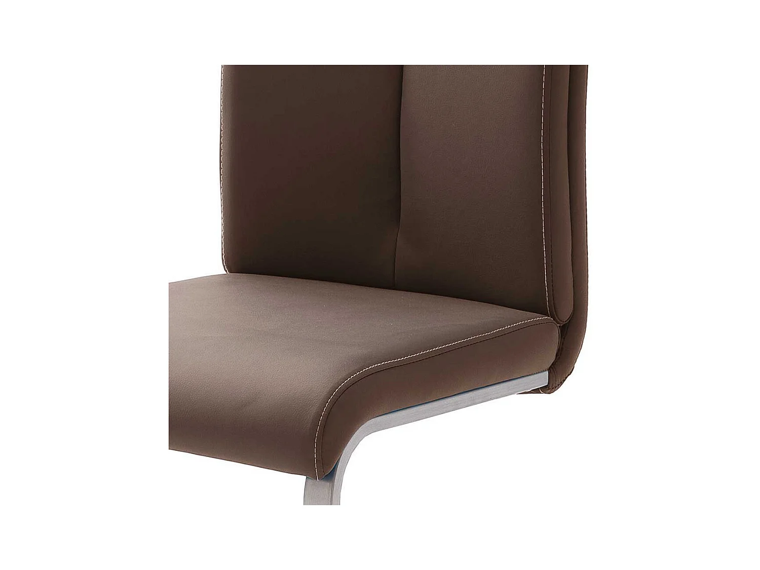 Küchen Freischwinger in Braun Kunstleder Edelstahl (4er Set)