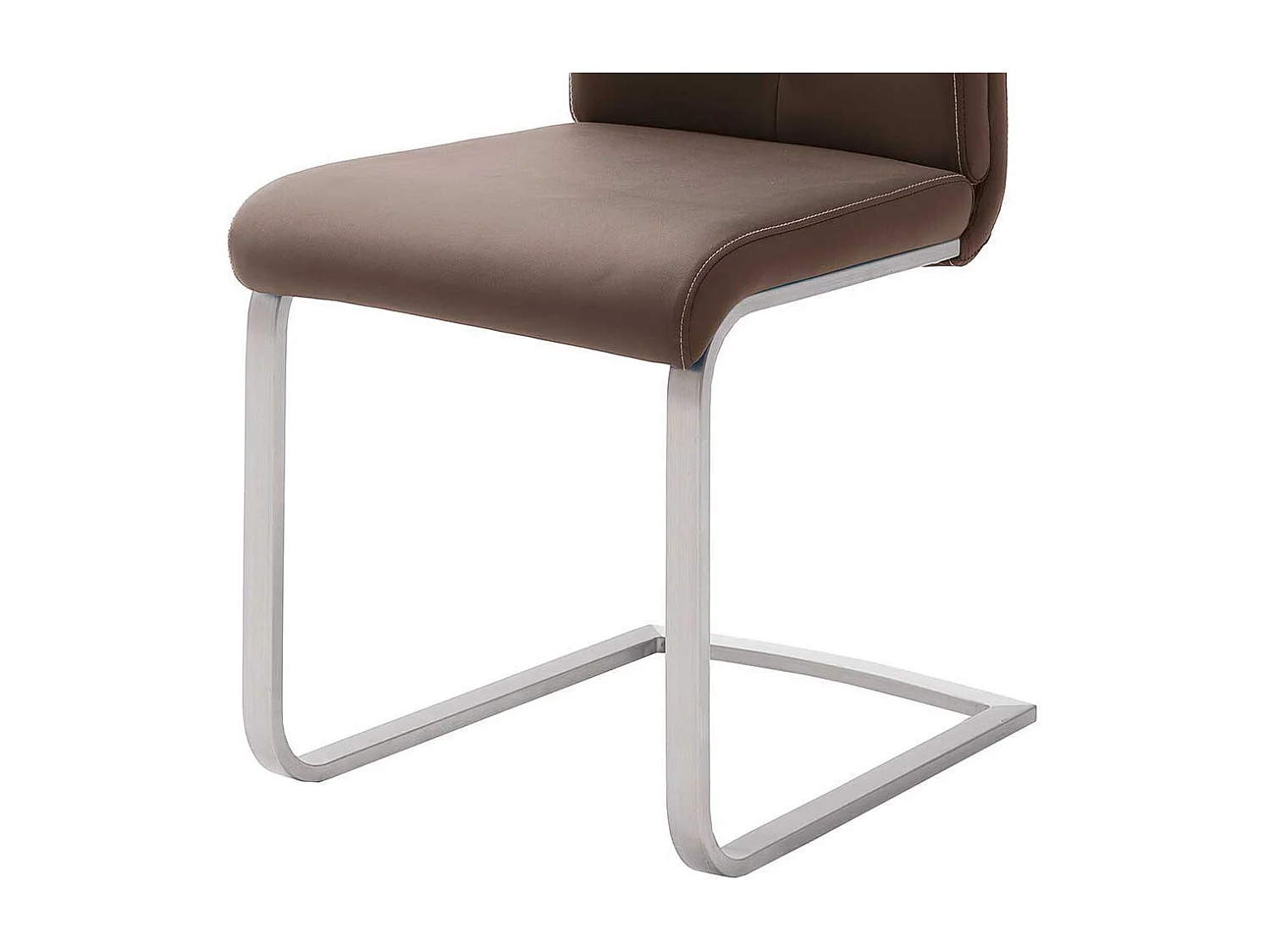 Küchen Freischwinger in Braun Kunstleder Edelstahl (4er Set)