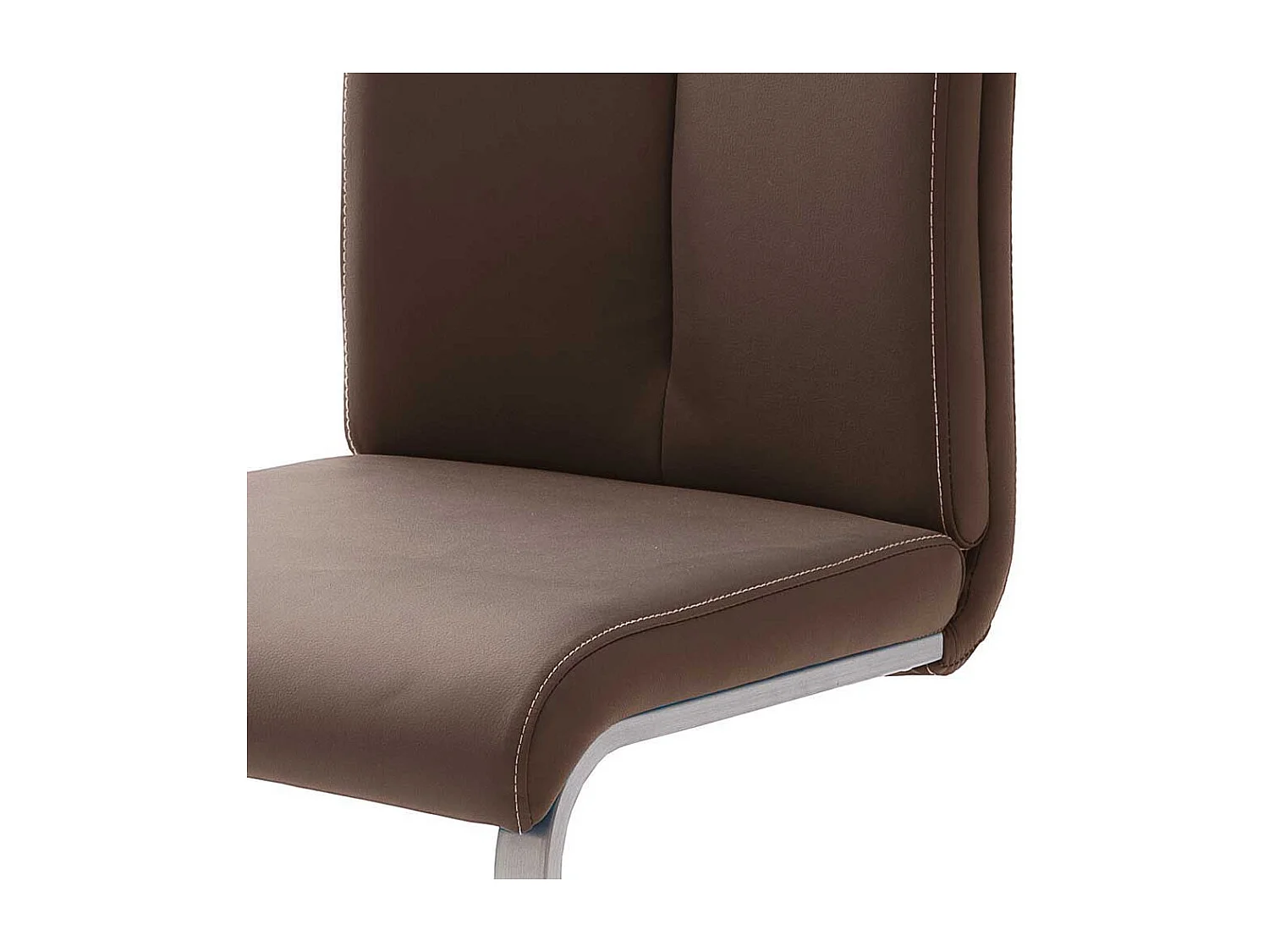 Küchen Freischwinger in Braun Kunstleder Edelstahl (4er Set)