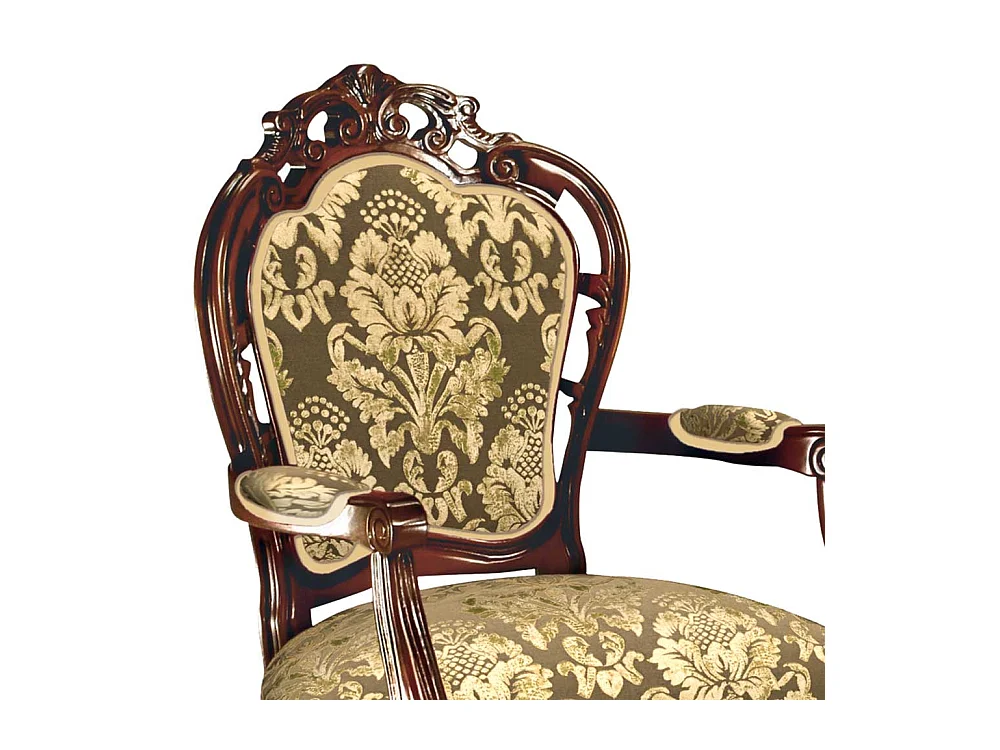 Barocker Armlehner in Nussbaumfarben Beige Gold