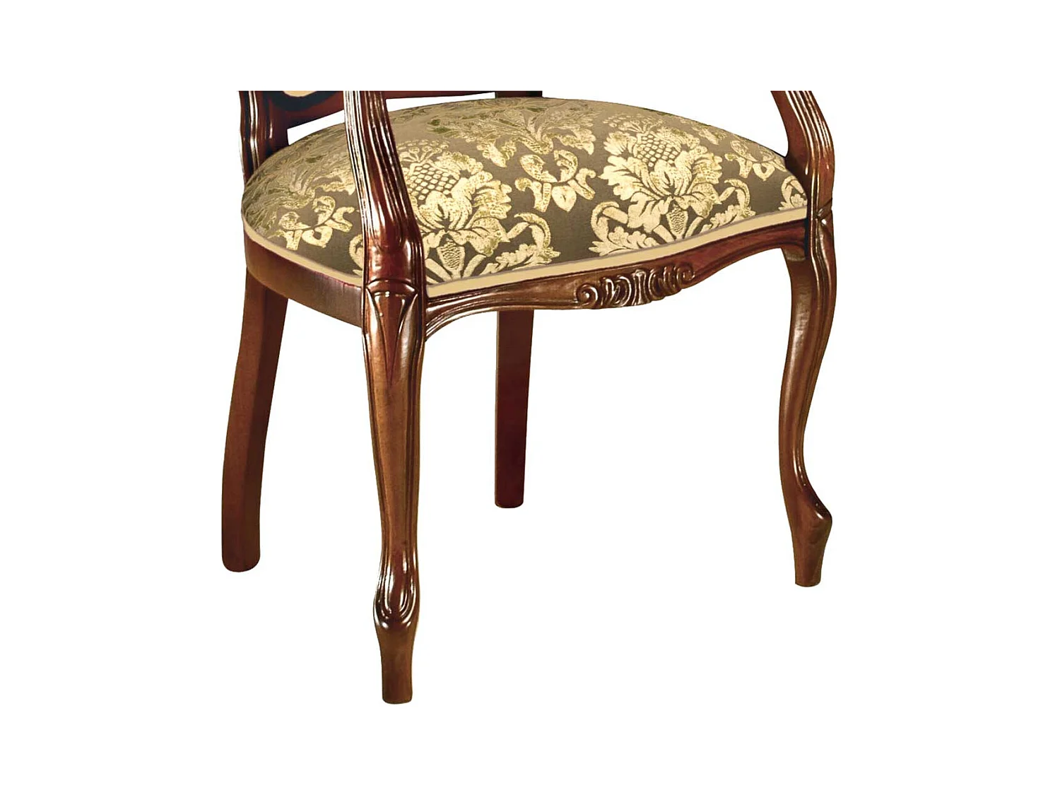 Barocker Armlehner in Nussbaumfarben Beige Gold