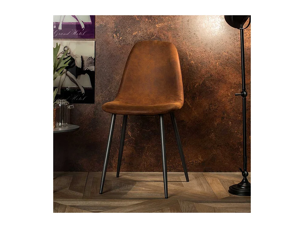 Esszimmerstühle in Braun und dunkel Grau Kunstleder und Stahl (4er Set)