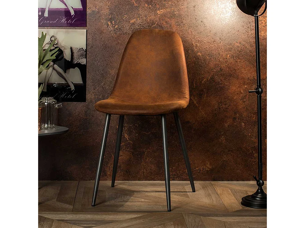 Esszimmerstühle in Braun und dunkel Grau Kunstleder und Stahl (4er Set)