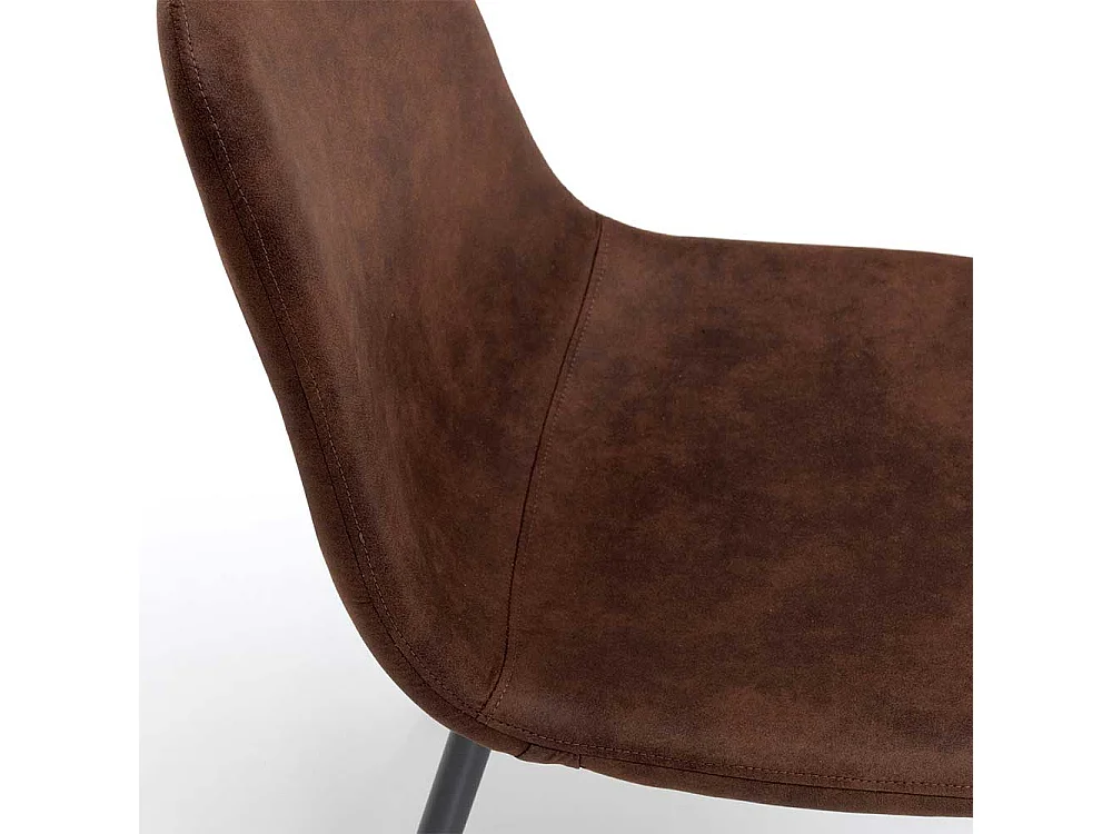 Esszimmerstühle in Braun und dunkel Grau Kunstleder und Stahl (4er Set)