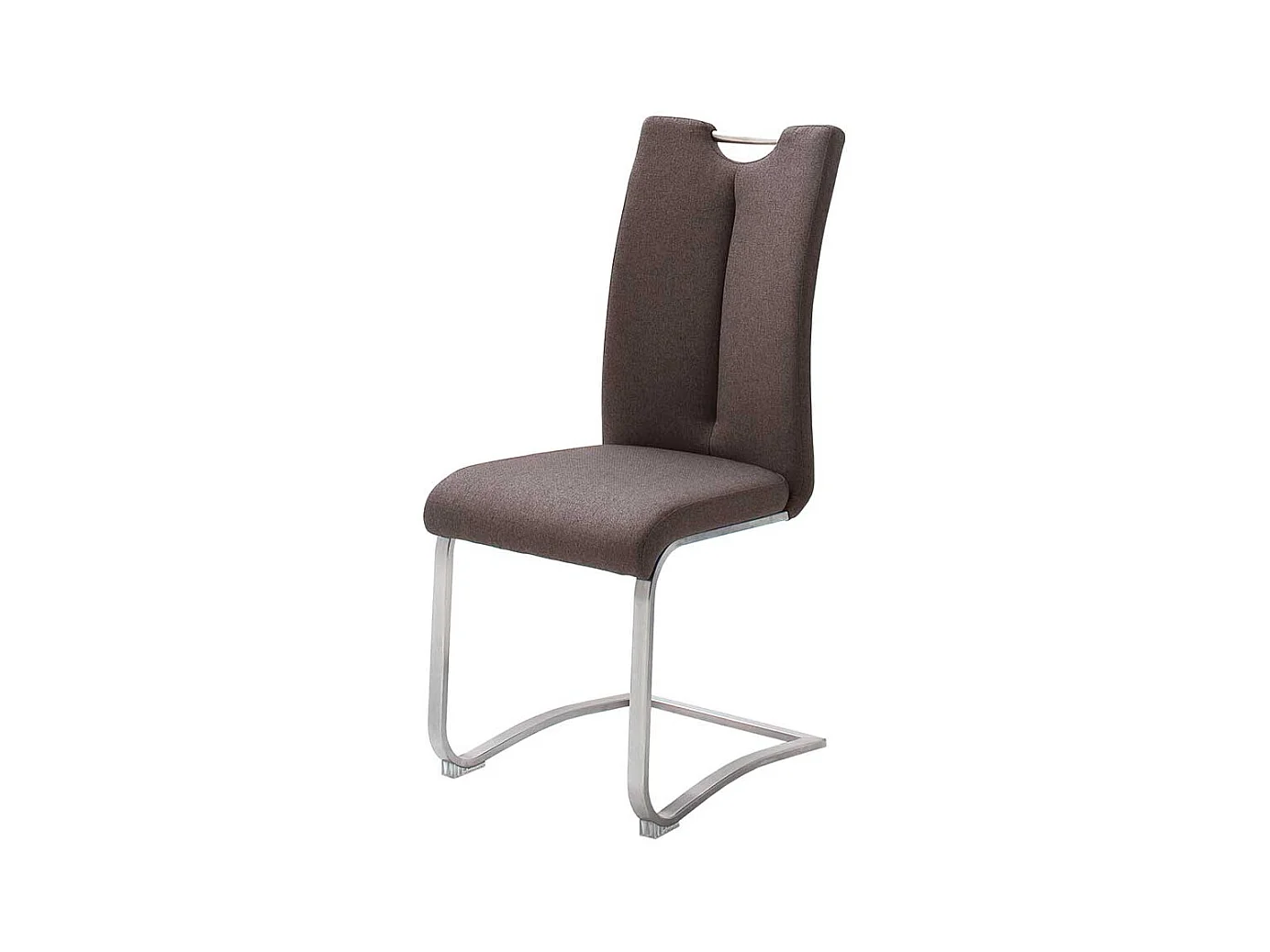 Schwingstühle in Braun Webstoff Edelstahl (2er Set)