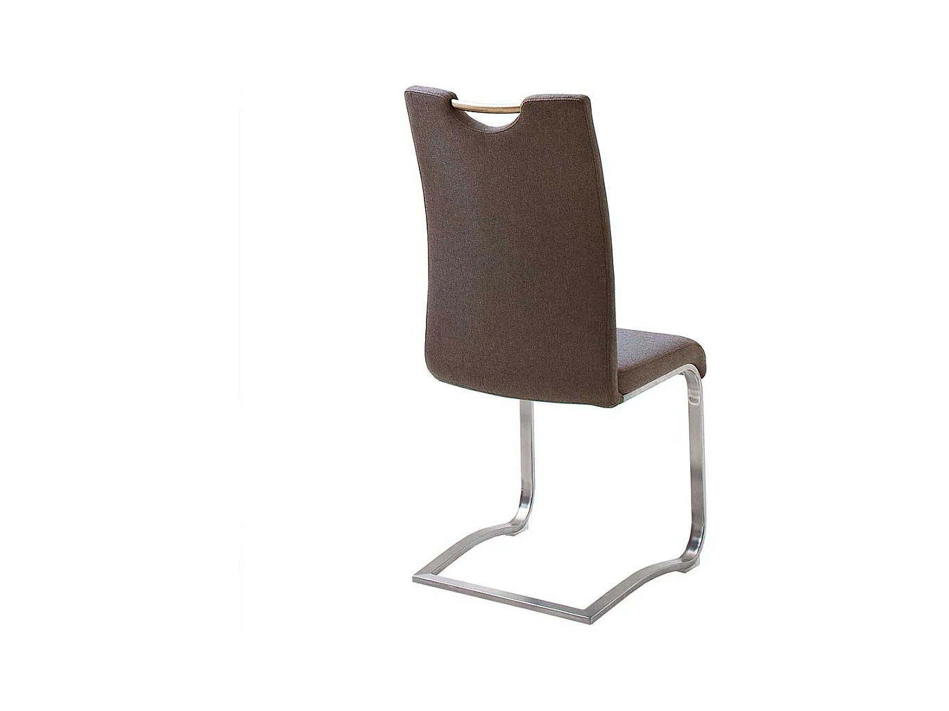 Schwingstühle in Braun Webstoff Edelstahl (2er Set)