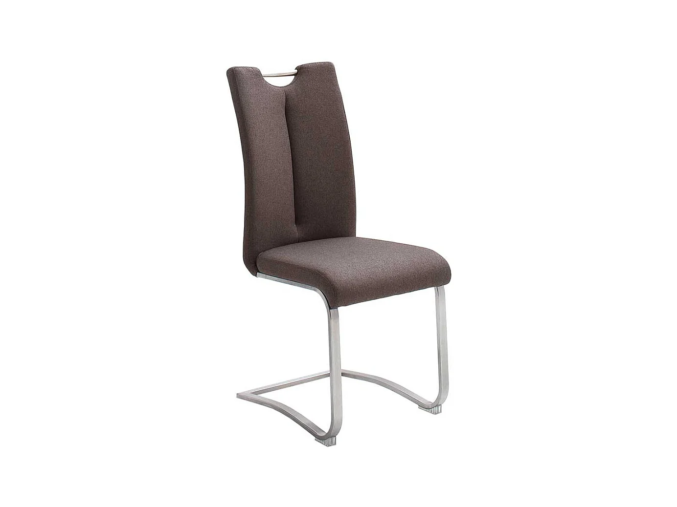 Schwingstühle in Braun Webstoff Edelstahl (2er Set)