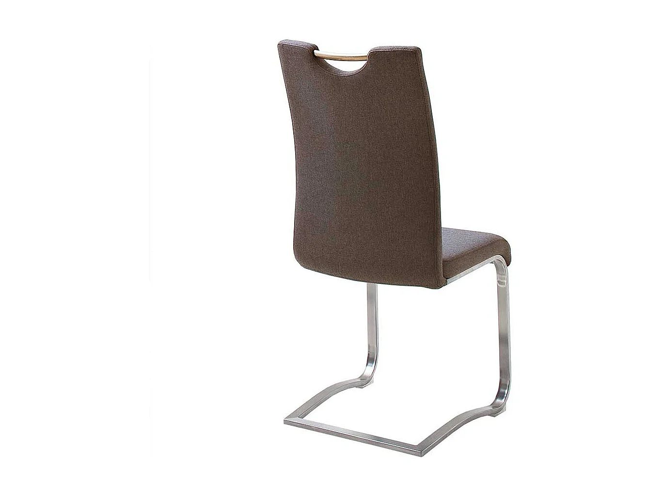 Schwingstühle in Braun Webstoff Edelstahl (2er Set)