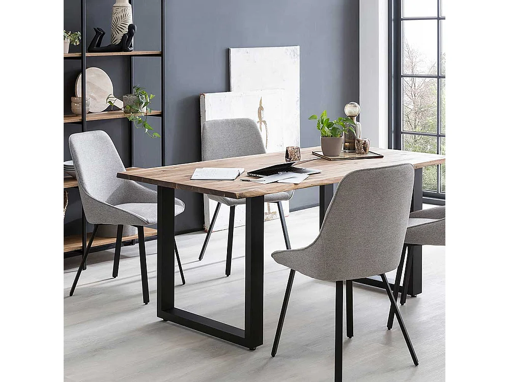 Stuhl Esszimmer Set Grau 51 cm breit Gestell aus Metall (2er Set)