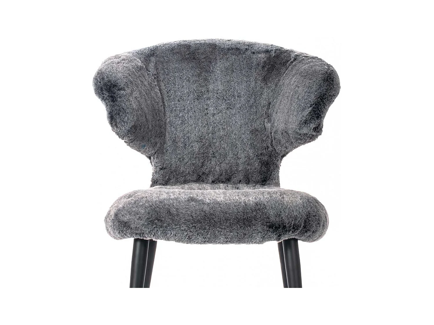 Designer Stuhl aus Kunstfell und Metall Grau und Schwarz