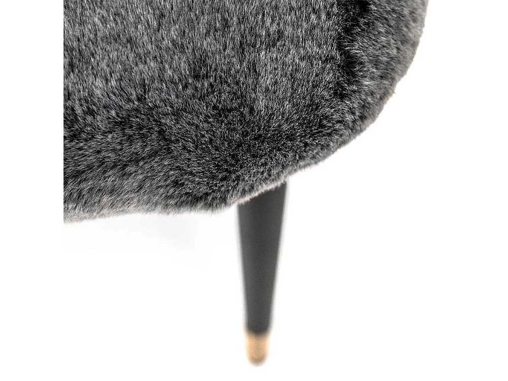 Designer Stuhl aus Kunstfell und Metall Grau und Schwarz