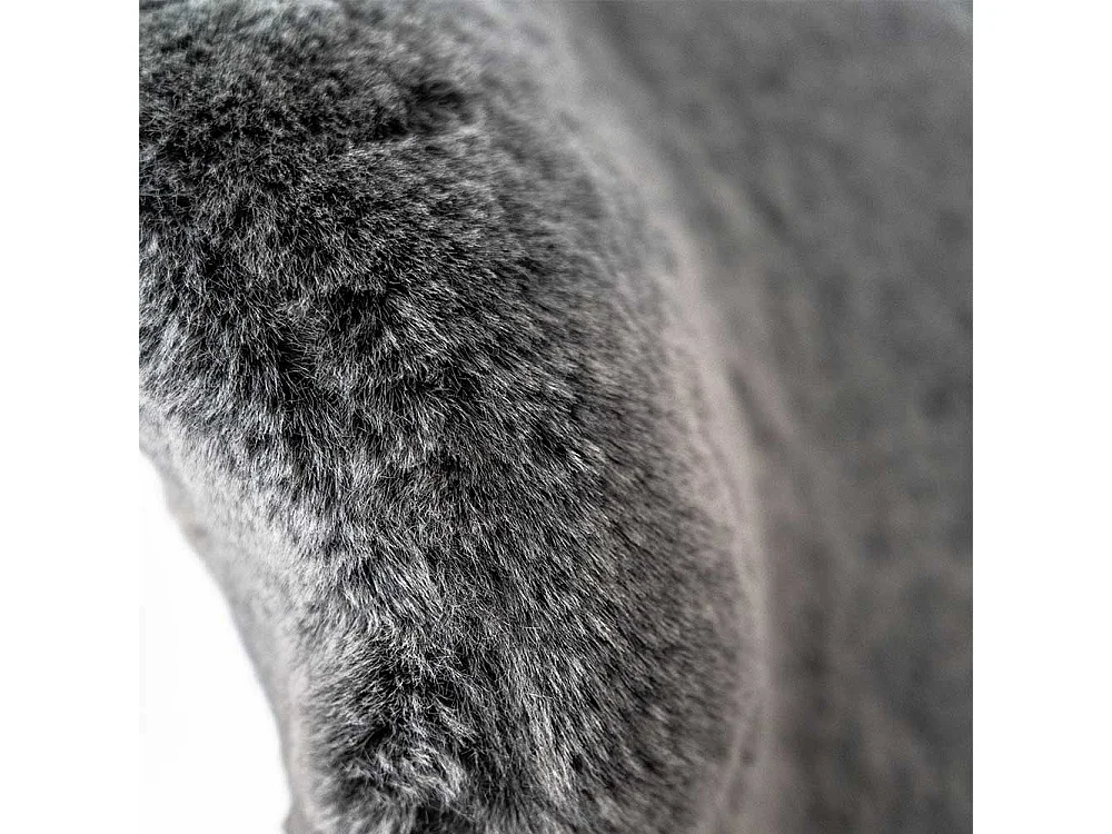 Designer Stuhl aus Kunstfell und Metall Grau und Schwarz