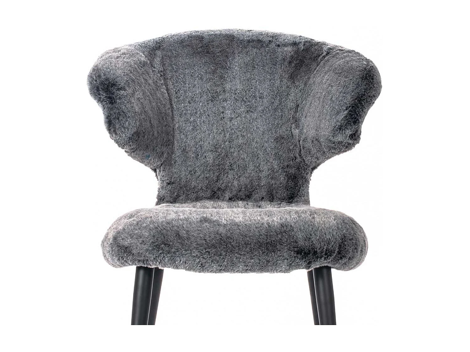 Designer Stuhl aus Kunstfell und Metall Grau und Schwarz