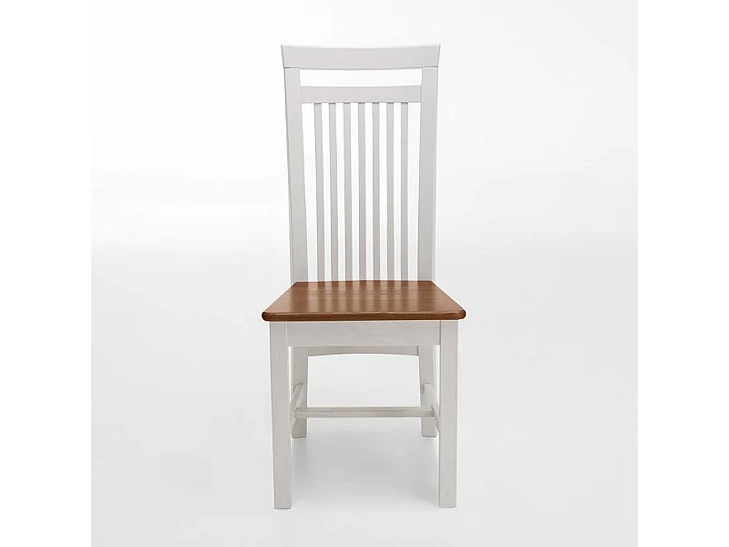 Esszimmerstuhl in Weiß Braun Kiefer Massivholz (2er Set)