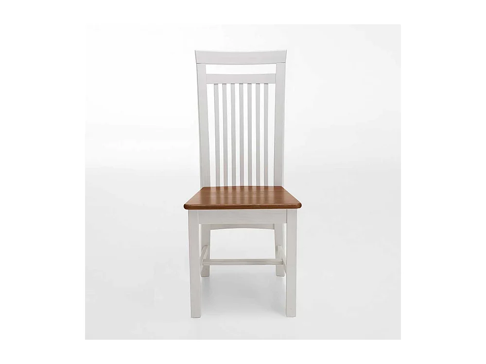 Esszimmerstuhl in Weiß Braun Kiefer Massivholz (2er Set)