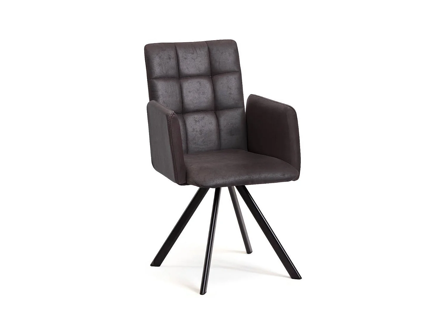 Esszimmerstuhl Armlehnstuhl in Dunkelbraun mit Gestell aus Metall