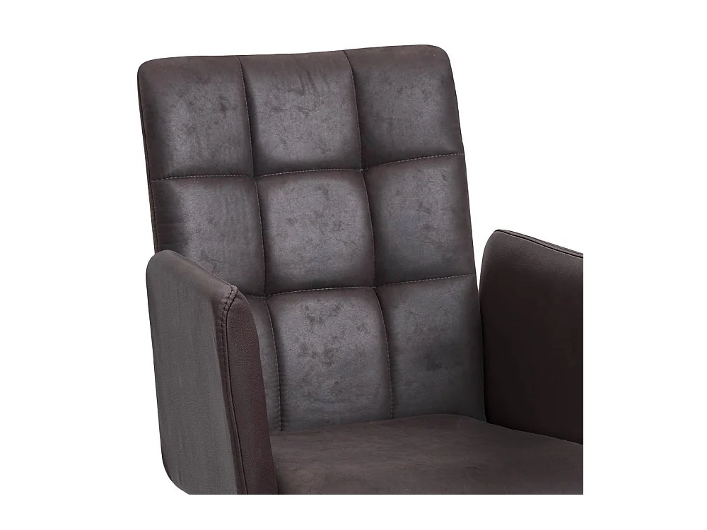 Esszimmerstuhl Armlehnstuhl in Dunkelbraun mit Gestell aus Metall