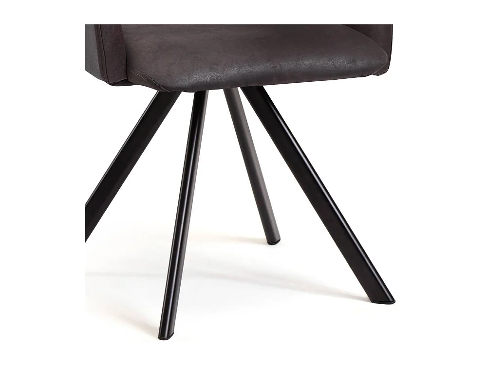 Esszimmerstuhl Armlehnstuhl in Dunkelbraun mit Gestell aus Metall