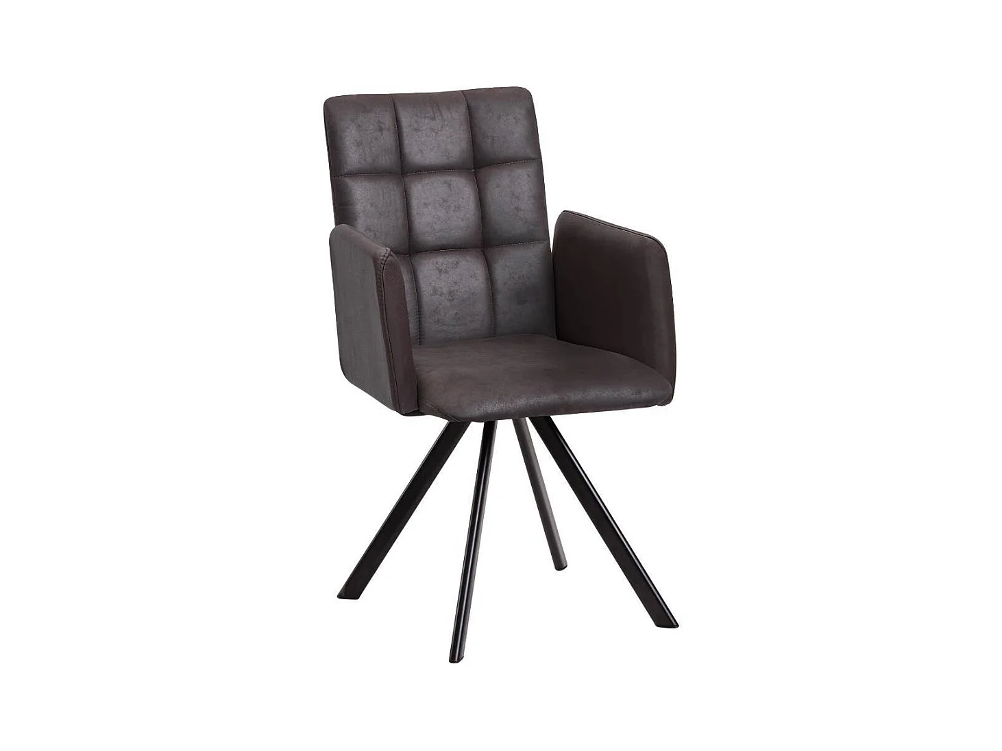 Esszimmerstuhl Armlehnstuhl in Dunkelbraun mit Gestell aus Metall