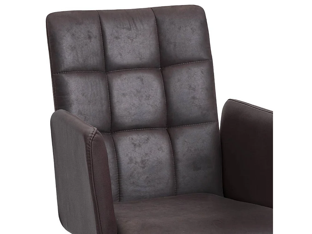 Esszimmerstuhl Armlehnstuhl in Dunkelbraun mit Gestell aus Metall