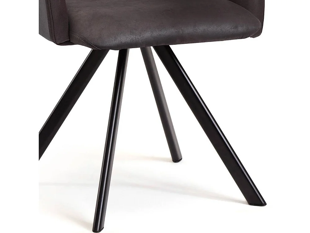 Esszimmerstuhl Armlehnstuhl in Dunkelbraun mit Gestell aus Metall