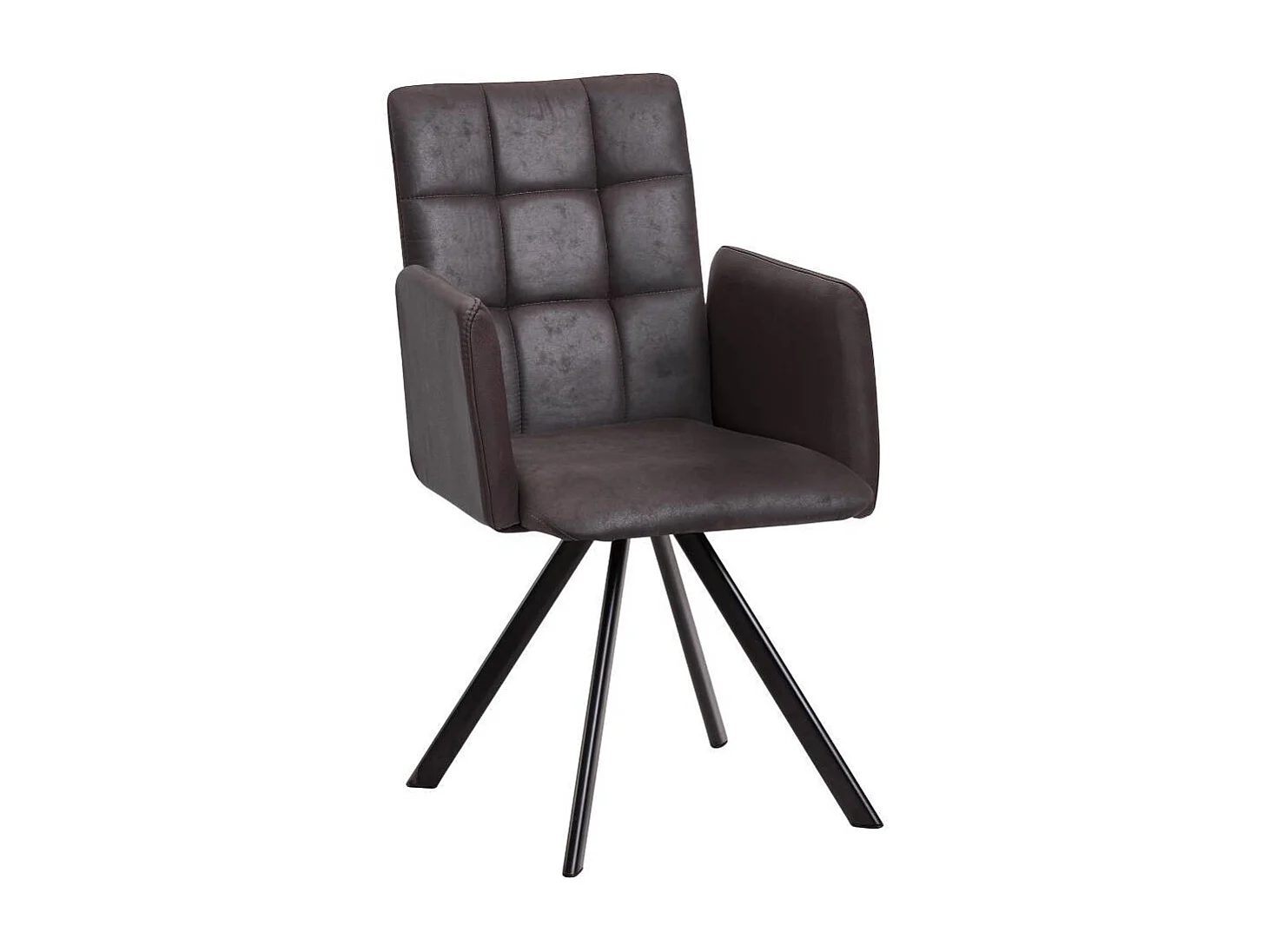 Esszimmerstuhl Armlehnstuhl in Dunkelbraun mit Gestell aus Metall