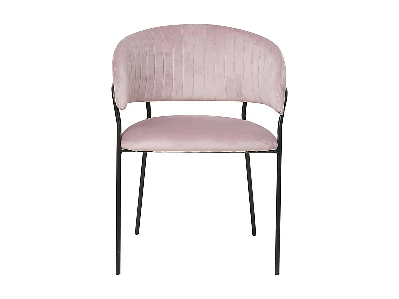 Ankleidestuhl in Rosa Samt schwarzem Metallgestell