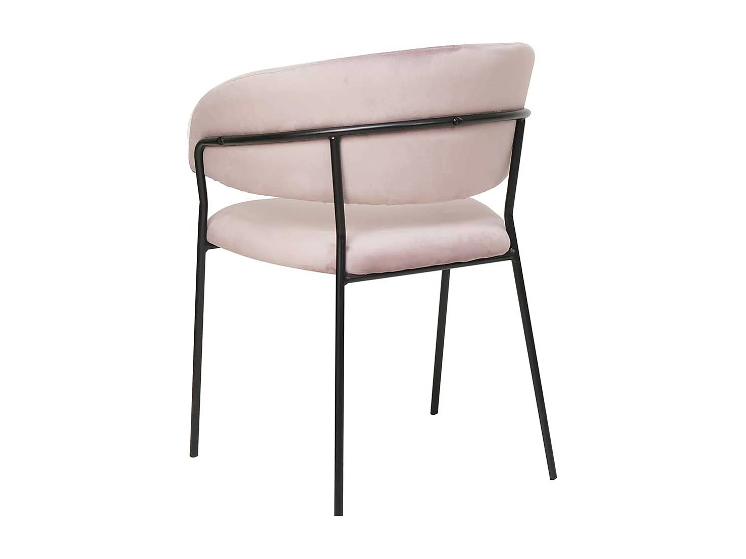 Ankleidestuhl in Rosa Samt schwarzem Metallgestell